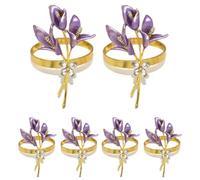 Jooehyer 6 Servilleteros de Dorados, Servilleteros de Metal para Bodas, Fiestas, Banquetes, Cenas de Navidad, A