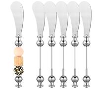 Jooehyer 6 Uds. Cuchillos para Esparcir Queso, Cuchillos para Esparcir Mantequilla con Cuentas Decorativas DIY, Cuchillos para Queso de Acero Inoxidable, Cuchillos para Mantequilla