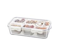 Jooehyer Bandeja Dividida para Servir Alimentos con Tapas Caja Apilable para Snacks con 6 Divisores Contenedor de Almacenamiento de Frutas y Verduras para Refrigerador