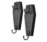 Jooehyer Colgante de Pared de Ataúd de Halloween, Gancho de Pared de Ataúd para Llaves para Pared - Colgador de Madera Negro Rústico para Llaves, Tazas, Bolso A