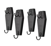 Jooehyer Colgante de Pared de Ataúd de Halloween, Gancho de Pared de Ataúd para Llaves para Pared - Colgador de Madera Negro Rústico para Llaves, Tazas, Bolso B