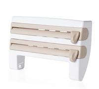 Jooehyer Estante de Almacenamiento Papel Envoltura Plástico, Estante Rollo de Papel Aluminio Montado en la Pared, Estante para Refrigerador, Cocina, Estante Sin Perforaciones, Color Caqui