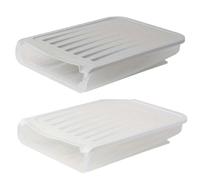 Jooehyer Huevera Automática con Ruedas para Frigorífico, Cesta para Huevos, Contenedor de Almacenamiento para Cocina, Color Gris y