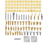Jooehyer Juego de 112 Puntas para Pirograbado de Madera, Incluye Punta para Pirograbado con Letras, Números y Símbolos para Quemador de Madera