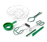 Jooehyer Juego de 7 Piezas de Herramientas para Enlatar, Envasadoras A PresióN para Enlatado, para Enlatado Casero, Pinzas para Levantar Enlatado, Tarro de Embudos para Enlatado Verde