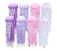 Jooehyer Juego de Linternas de Papel, 8 Piezas de Medusas Decorativas para Fiestas Submarinas, Linternas de Medusas Moradas.