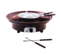 Jooehyer Juego de Ollas para Fondue, MáQuina EléCtrica para Hacer Fondue de Chocolate con 4 Tenedores, Kit de MáQuina para Fundir Queso, Control de Temperatura. Enchufe Europeo