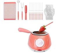 Jooehyer Juego de Regalo para Derretir Chocolate Eléctrico, Derretir Chocolate con Molde DIY y Accesorios para Dulces, Leche, Queso, Enchufe Europeo B