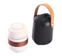 Jooehyer Juego de Té de Cerámica Negra Portátil para Viajes y Uso Doméstico, Tazas de Oficina, Recipiente de Cerámica para Té y Café con Bolsa B