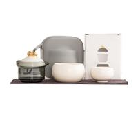 Jooehyer Juego de Té de Cerámica Portátil para Viajes: Incluye 1 Tetera, 2 Tazas y Bolsa de Transporte, Ideal para Viajes Al Aire Libre y de Negocios B