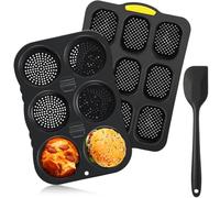 Jooehyer Juego Molde para Pan Francés y Molde para Panecillos Hamburguesa Silicona con Espátula Bandeja para Hornear Antiadherente de 9 Tazas Molde para Panecillos Hamburguesa de 6 Tazas