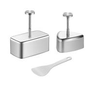 Jooehyer Paquete de 3 Moldes para Onigiri de Acero Inoxidable, Kit de Moldes para Arroz Musubi, Prensa para Hacer Bolas de Arroz Triangulares Clásicos, Molde para Sushi