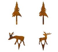 Jooehyer Paquete de 4 Estacas de Metal para Árbol de Navidad con Forma de Cervatillo Navideño, Decoración Navideña para Exteriores para Patio o Jardín