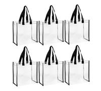 Jooehyer Paquete de 6 Bolsas de Mano Transparentes Stadium, Bolso de Hombro de PVC Transparente para Mujer, Bolsas de Mano de Plástico con Asas