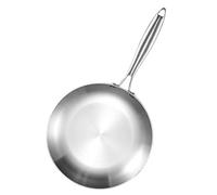 Jooehyer Sartén de Acero Inoxidable de 3 Sartén Wok para Cocinar Carne Frita Estufa de Gas Olla Cacerola Electromagnética Sartén Antiadherente 28 cm