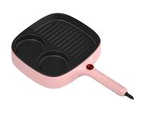 Jooehyer Sartén Eléctrica para Tortillas, Sartén para Barbacoa, Olla Eléctrica Multifunción Antiadherente, Vaporera para Alimentos, Enchufe de la UE B