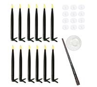 Jooehyer Velas Flotantes Sin Llama Colgantes con Varita Velas Cónicas Sin Llama Velas LED Luz Cálida Velas Navideñas Negro B