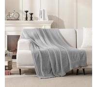JOOJA Manta de Punto súper Suave y cálida para sofá, Manta Ligera y esponjosa para Cama, sofá, 50 x 60 Pulgadas, Color Gris