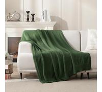 JOOJA Manta de Punto súper Suave y cálida para sofá, Manta Ligera y esponjosa para Cama, sofá, 50 x 60 Pulgadas, Color Verde Oscuro