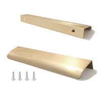 JOOJA Paquete de 10 manijas de cajón de muebles de estilo moderno, manijas ocultas para cajones de cocina, color dorado, 300 (256) mm