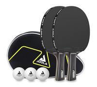JOOLA Black Duo Pro - Juego de 6 Raquetas de Ping Pong + 3 Pelotas de Ping Pong + Funda Negra (Packaging May Vary)