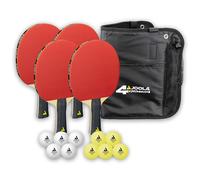 JOOLA Family - Juego de Tenis de Mesa con 4 Raquetas de Ping Pong, Pelotas de Ping Pong y Bolsa de Transporte