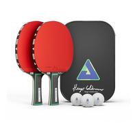 JOOLA Hugo Calderano Edge - Juego de tenis de mesa, 2 raquetas de ping pong + 3 pelotas de ping pong + funda de ping pong - 6 piezas
