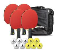JOOLA Family - Juego de Tenis de Mesa con 4 Raquetas de Ping Pong, Pelotas de Ping Pong y Bolsa de Transporte