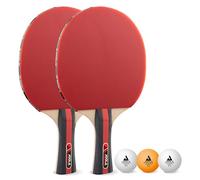 JOOLA Set de Palas de Ping-Pong Rosskopf 2 raquetas + 3 pelotas de tenis de mesa , rojo/negro, 5 piezas