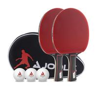 JOOLA Set Duo Pro 2 Raquetas 3 Pelotas de Ping Pong + Funda Protectora, Rojo y Negro, 6 Piezas