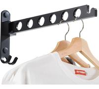 JOOM Percha de Pared Plegable plegplegplegperadora de Percha de Ropa Rack de Almacenamiento de Organizador de Perchas Secadora de Negro (un Paquete)