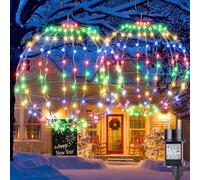 Joomer 2 Piezas Bola Luces de Navidad Exterior Alimentado Adaptador, LED Bola de Luz Plegable de Metal, 8 Modos Luces Decoracion Navidad Timer para Sala de Estar Jardín Fiesta(33cm+28cm, Multicolor)
