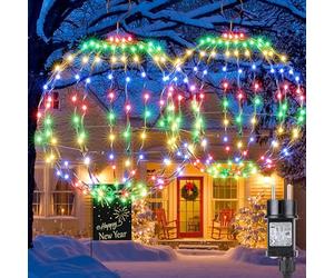 Joomer 2 Piezas Bola Luces de Navidad Exterior Alimentado Adaptador, LED Bola de Luz Plegable de Metal, 8 Modos Luces Decoracion Navidad Timer para Sala de Estar Jardín Fiesta(33cm+28cm, Multicolor)