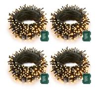Joomer 4 Piezas Luces de Navidad Exterior a Pilas, 5M 50LED Guirnalda Luces Navidad, 8 Modos Guirnaldas de Luminosas Exterior LED Decoracion Navideñas para Festivales Boda Jardin Patio, Blanco Cálido