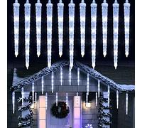 Joomer Guirnalda de luces para exteriores, 90 ledes, 20 carámbanos, color blanco, iluminación navideña para exteriores, 4 m, 8 modos, resistente al agua, decoración navideña, cadena de luz con