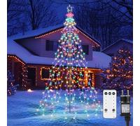 Joomer Luces Arbol Navidad con Estrella Topper, 274 LED Cadena Luces de Navidad Exterior con 2.1M x12 Guirnaldas, 8 Modos Decoracion Navideñas Impermeable para Interior Fiesta Festival, Multicolor