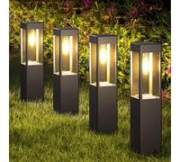 Joomer Luces Solares Exterior Jardin 4 Paquete LED Cuadradas Luces Exterior Solares,Blanca Cálida Luz Solar Exterior Jardin Camino Interruptor Automático Para Patio Césped Terraza Entrada