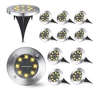 Joomer Luces solares para el suelo, 12 paquetes de 8 LEDs de luces solares para senderos, impermeables, para el jardín, para el camino de entrada (Blanco Cálido)