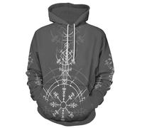 JooMeryer - Sudadera con capucha de manga larga con estampado 3D de tótem vikingo para hombre, Z - Brújula vikinga, X-Large