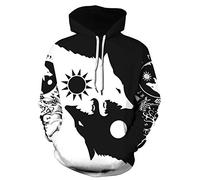 JooMeryer - Sudadera con capucha para hombre, diseño de tótem vikingo, manga larga, estampado 3D - Negro - X-Large