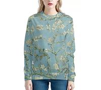 JooMeryer - Sudadera de cuello redondo con estampado 3D de Van Gogh para mujer, Blossoming Almond Tree, XXL