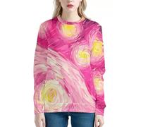 JooMeryer - Sudadera de cuello redondo con estampado 3D de Van Gogh Starry Night para mujer, Noche estrellada rosa, Large