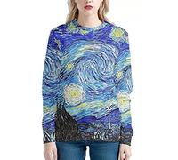 JooMeryer Van Gogh Starry Night - Sudadera con cuello redondo y estampado en 3D para mujer, Van Gogh Starry Night, M