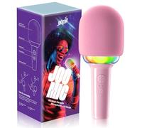 Joomie - Micrófono para cantar para niños, 4 en 1, Bluetooth, karaoke, micrófono inalámbrico portátil con luz LED de discoteca, altavoz, cambio de voz, efecto eco, regalo de cumpleaños para niños y