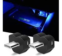 joonnair 2 Mini Luz Ambiental USB LED para Automóvil, 8 Colores, Type-C Luces Interior Coche, lámpara USB enchufable para Leer y Espacio Interior