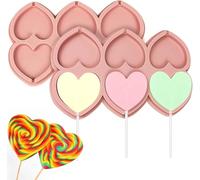 joonnair 2 Molde de Silicona en Forma de Corazón para Piruletas, Moldes de Piruletas de Corazón con 50 Palitos de Piruleta, piruletas corazon Moldes de Silicona para Piruletas Moldes para Piruletas