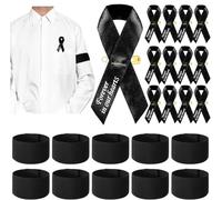 joonnair 20 Pines de Satén y Broches Clásicos, 10 Brazalete de Luto y Brazalete Negros, Banda de Brazo y Brazalete de Capitanes para Concienciar sobre Melanoma, Fútbol, Funerales, Luto, Conmemoración