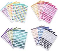joonnair 24 Hojas de Pegatinas de Números y Letras Adhesivas, Coloridos Pegatinas Letras Adhesivas, per DIY Album Memorie, Manualidades Letreros