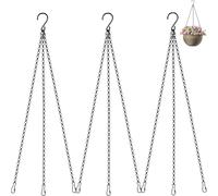 joonnair 3 X 50 CM Cadena Colgante para Macetas de Metal con Ganchos y Clips Metal Cadena de Maceta para macetas, comederos de pájaros, macetas(Negro)