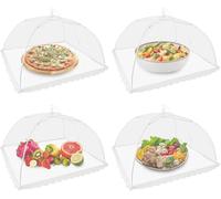 joonnair 4 Mosquitera Comida Desplegable, para Alimentos, con Asa De Transporte, Cubierta Protectora Alimentos para Fiestas En El JardíN, Camping, Bufé Y PíCnic (43 X 43 Cm, Lavables)
